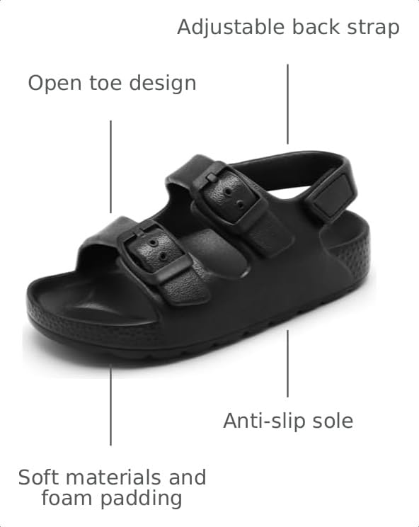 Image of INMINPIN Toddler Boys Girls Buckle Sandals Comfort Open Toe Sandal with Adjustable Back Strap