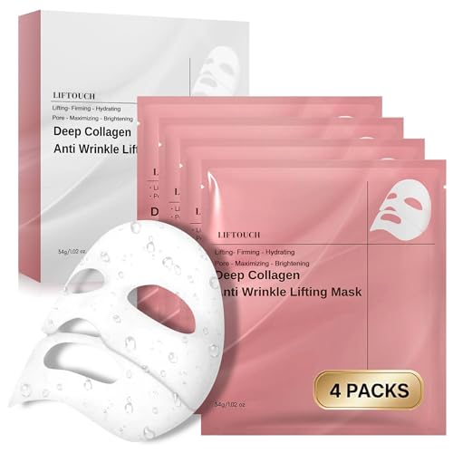 Liftouch Korean Overnight Collagen Face Mask (4 PACKS) - Hydrating Deep Collagen Mask for Women - Anti-Aging Bio-Collagen Real Deep Mask - Glass Skin Facial Treatment
