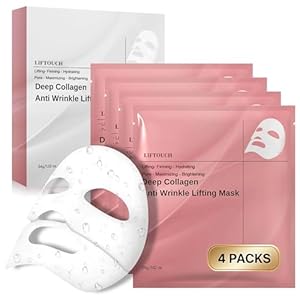 Korean Overnight Collagen Face Mask (4 PACKS) – Hydrating Deep Collagen Mask for Women – Anti-Aging Bio-Collagen Real Deep Mask – Glass Skin Facial Treatment