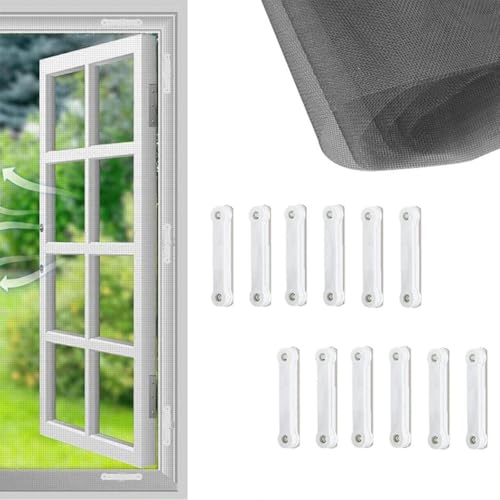 EHOTER - 12 Pièces Clips De Fixation D'écran Pour Moustiquaires, Boucle D'écran Magnétique Pas De TR Et Pas D'installation De Poinçonnage Clip Adhésif Pour Bloquer Les Moustiques (Blanc)