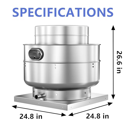 Image of Restaurant Hood Grease Rated Exhaust Fan- Food Truck High Speed Direct Drive Centrifugal Upblast Exhaust Fan 1HP 110 Volt Single Phase Motor 3500 CFM