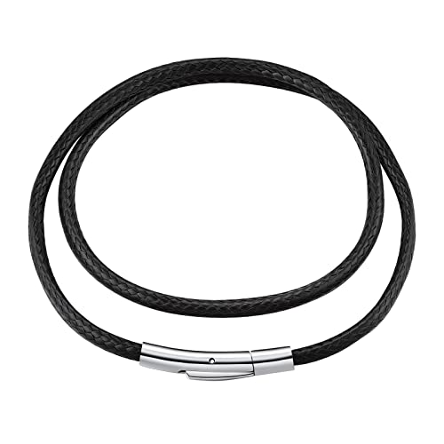 FindChic Colliers Cuir Cordon en Collier pour Pendentif Femme Homme Chaîne Noir/Marron Ras de Cou Épaisseur 2/3mm Waterproof Boutton Rotatif avec Fermoir...