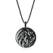 COAI Unisex Geschenkideen Glückskette mit Die Große Welle Anhänger aus Obsidian Wellen im Kreis mit Mond und Sterne Gravur