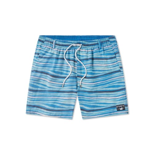 Southern Marsh Shoals Seawash Swim Trunks - Waves, Blue and Mint, Large