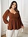 SCOMCHIC Women's Plus Size Blouses Long Sleeve Sweetheart Neckline Babydoll Ruffle Peplum Smocked Cute Casual Fall Tops Rust