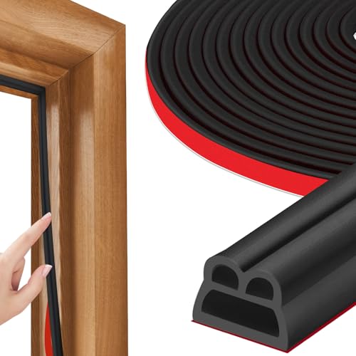 40FT Rubber Weather Stripping Door Seal, Self Adhesive Door Insulation Strip, Block Drafts, Multi-Layer Soundproof, Weatherstripping for Door Frame and Windows (Black)