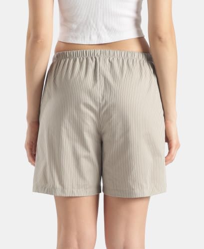 Image of Jockey RX15 Women Super Combed Cotton Yarn Dyed Woven Relaxed Fit Striped Shorts with Side Pockets (Colors & Prints May Vary)
