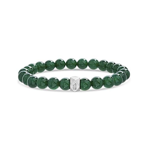 Steve-Madden-Oxidized-Stainless-Steel-Beaded-Stretch-Bracelet-For-Men Steve Madden Oxidized Stainless Steel Green Beaded Stretch Bracelet For Men (Green)