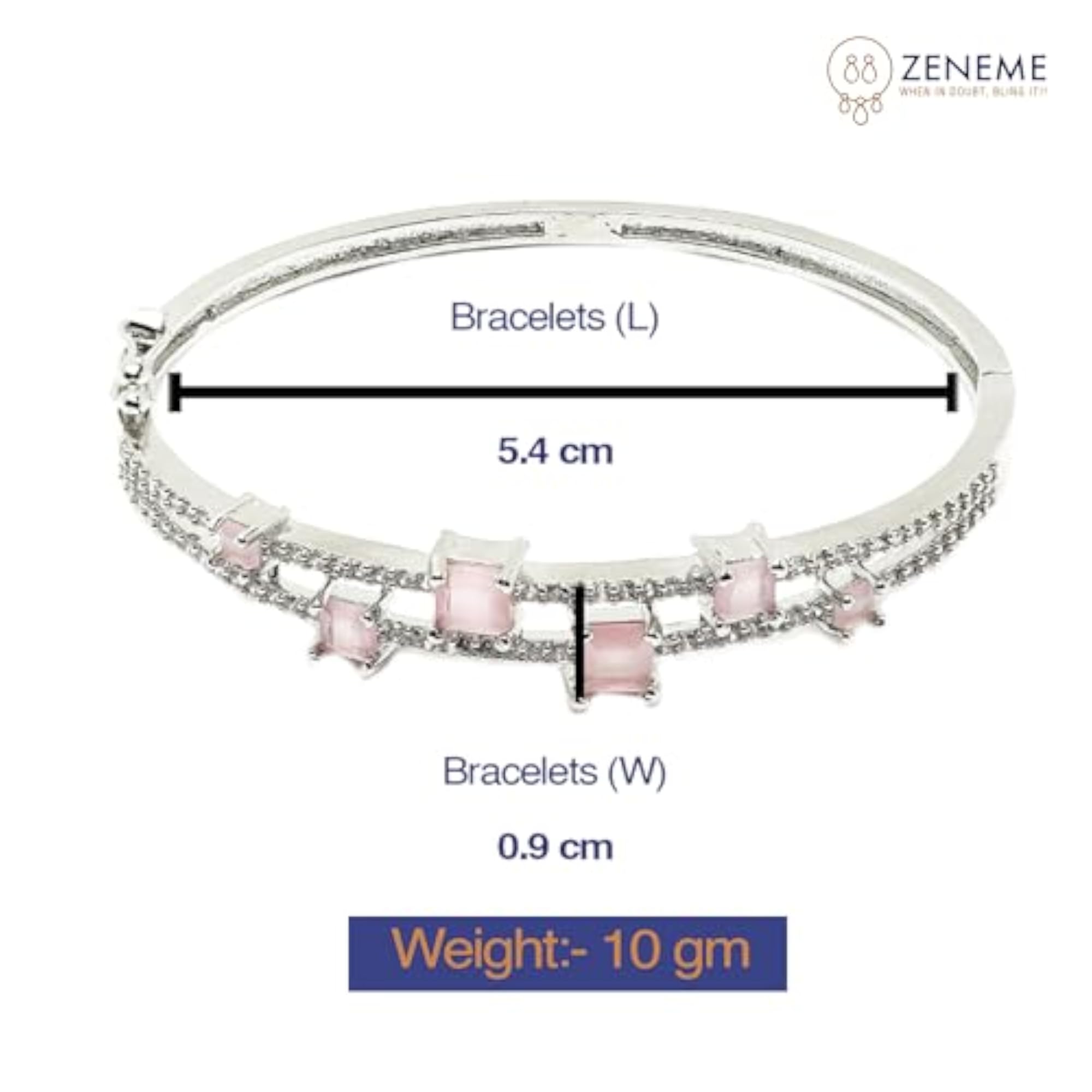 Rhodium-Plated AD Flower Pattern Kada Bracelet For ()