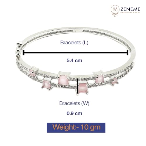Rhodium-Plated AD Flower Pattern Kada Bracelet For ()