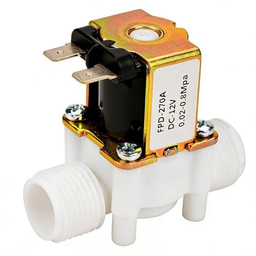 Uadme Electrovanne 12V Eau G1/2" NC, Vanne d'Entrée d'Eau Électrique en Plastique, Solenoid Valve pour Contrôle de l'Eau