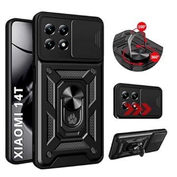 Capa Capinha Case Armor Anti Choque Ring Luxo Para Xiaomi 14t (Tela 6,67) + Anel Giratório + Proteção De Câmera - Proteção Militar