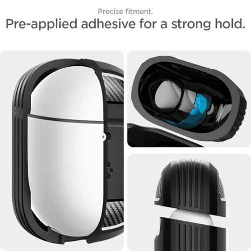 Image of Spigen Rugged Armor Designed for Google Pixel Buds Pro 2 (2024) and Pro 1 (2022) Case Cover with Keychain - Matte Black