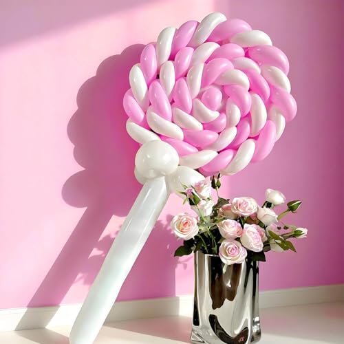 Image of 260 Pink Long Balloons for Balloon Garland Thickening Skinny Latex Twisting Animals Modeling Christmas Birthday Wedding Party Festival Decorations 100pcs