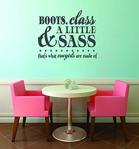 Vinyl Wall Decal Sticker : Country Girl Boots Class & A Little Sass That's Cowgirls Are Made Of Baby Newborn Girl Daughter Infant Nursery Bedroom Picture Art Size : 14 X 20 Inches #TOP2