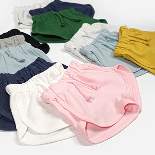 Teach Leanbh Baby Boys Girls 3 Pack Athletic Shorts Cotton Soild Color With Drawstring (18-24 Months, Green/Grey/Navy) #TOP5