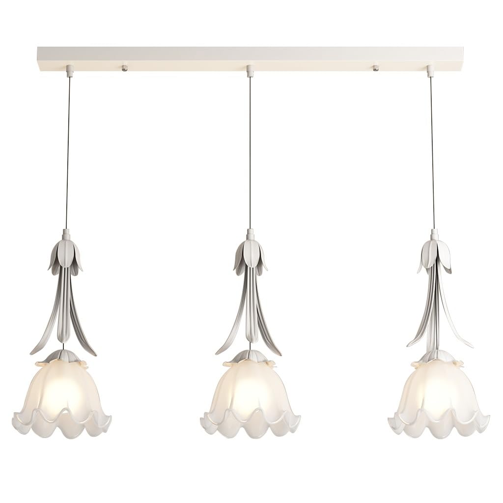 HEYUN Pendant Light Creative White Flower Hanging Lamp E27 Hanging Light Decorative Creative Chandelier Modern Dining Table Ceiling Lamp 3-Bulb Ceiling Light Lamp Bedroom Kitchen Dining Room(B1)