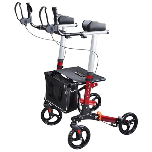 Deambulatore Rollator Pieghevole,Deambulatore per Anziani con 4 ruote,deambulatore da esterno,alluminio Rollator,con Maniglia Regolabile in Altezza,Per esterno e interno A