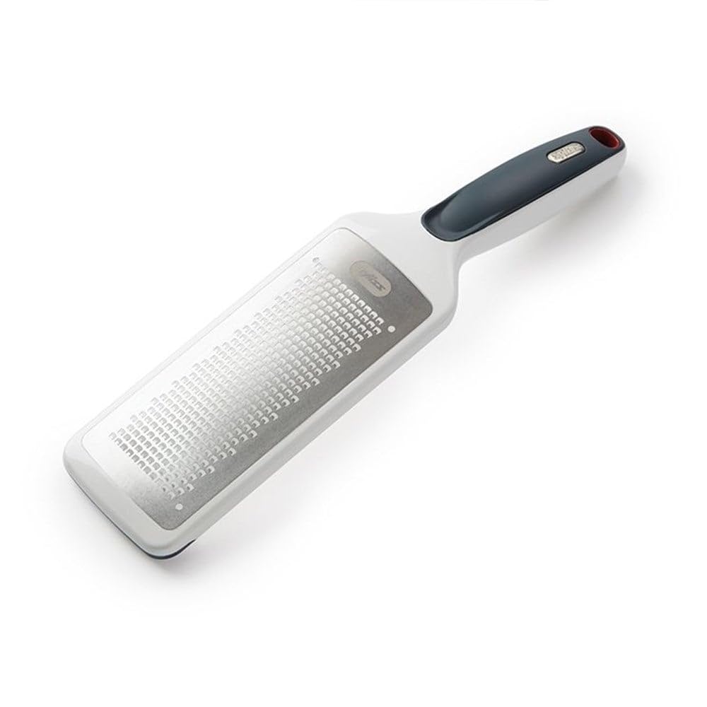 E900035 Fine Grater with Handle, Stainless Steel/Plastic, White, Grating Cheese/Garlic/Lemon Zester/Nutmeg/Parmesan/Ginger/Vegetable/Carrot/Chocolate, Dishwasher Safe