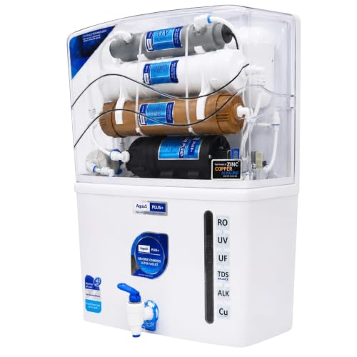 Image of Aqua Grand+ Aqua Water Purifier for Home RO+UV+UF+TDS | Copper + Mineral Guard + Alkaline | For Borewell & Hard Water | 12L| ISI Approve |10 Stage | White Gold | Saves 60% water