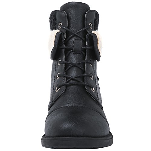 GLOBALWIN Women's Black Combat Boots Dressy Lace Up Ankle Boots For Women Low Heel Size 10M - image 4