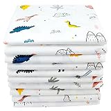 Mulltücher mit Tier Motiven 10er Pack| Spucktücher Baby | Stoffwindeln 70x80 | Mullwindeln | Öko-Tex (10 Dinos)