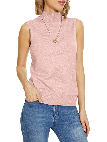 INKOFF Sleeveless Mock Neck Tops for Women Knit Sweater Turtleneck Soft Basic Vest Tank Lightweight M