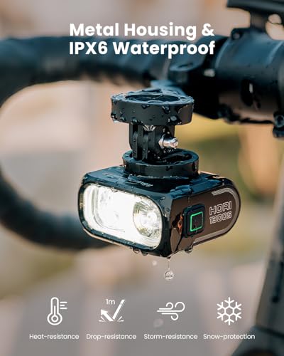 Image of Magicshine HORI1300S Bike Headlight, Compatible with Garmin /Wahoo, 1300 Lumens High & Low Beam Front Light, USB-C Rechargeable, IPX6 Waterproof for Night Riding and Urban Cycling