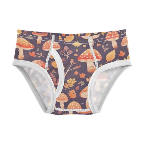 Watercolor Fall Woodland Mushrooms Leaves Pattern Toddler Boy Cotton Kids Underwear Cute Children Panties