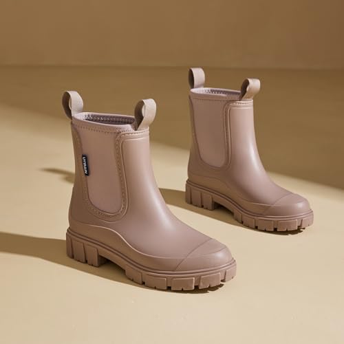 Image of WOWSTICK Women's Ankle Rain Boots Waterproof Lightweight Slip Resistant Fashion Garden Booties