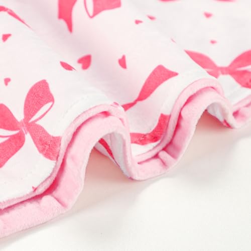 Image of Baby Blanket for Girls, Super Soft Double Layer Mink Blankets with Dotted Backing, Sun Smile Toddler Newborn Nursery Bed Blanket, You are My Sunshine Print Throw Blanket, 30 X 40 Inches, Pink Bow