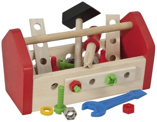 Eichhorn - 100028103 - Constructor Werkzeugkasten, 30-teilig, Holzspielzeug inklusive Werkzeug, Schrauben und Bauelementen, Kompatibel mit Constructor,...