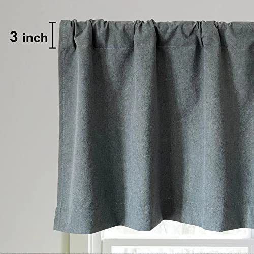 2 Pack Blackout Kitchen Valance Curtain For Windows Living Room Basement 18 Inch Faux Linen Textured Room Darkening Small Window Treatment Ivory Beige #TOP2