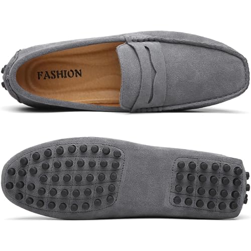 Image of PPXID Men's Dress Loafers Slip On Casual Shoes Lightweight Soft Penny Loafers Suede Driving Boat Shoes Moccasins