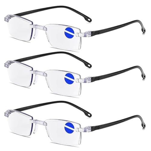 ZZHBOO 3 Pares de Espectáculos Sin Marco, Anti Luz Azul, Lentes Inteligentes de Cambio de Enfoque Automático para Lectura y Lejos, Transparente
