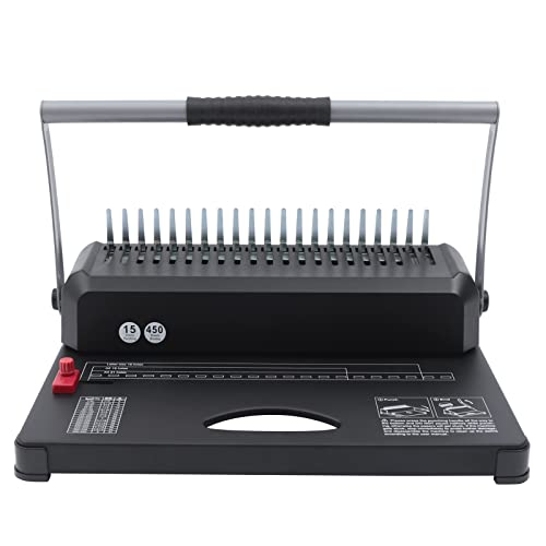 TEmkIn Bindegerät, 2-in-1-Spiralbindegerät mit 450 Blatt 2-Zoll-Bindungen und 100 Bindespulen für 19-Loch-Letter-Format, 15-Loch-A5, 21-Loch-A4