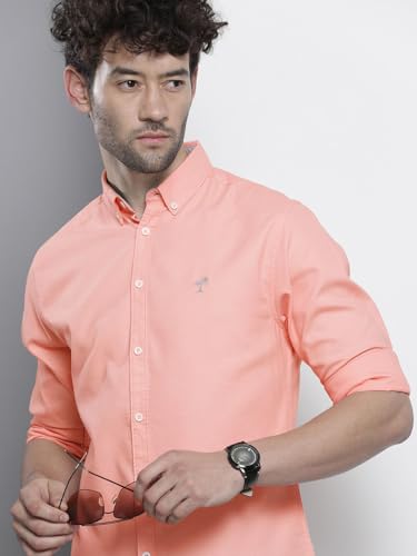 Image of The Indian Garage Co Men Slim Fit Placement Embroidered Full Sleeves Cutaway Collar Casual Shirt