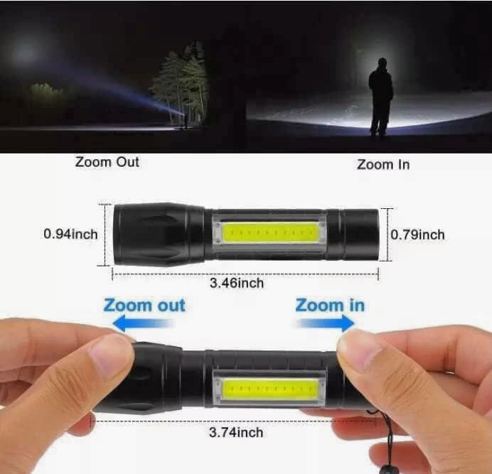 Image of Pocket-Size Mini Zoomable Torch LED Light with COB Light Waterproof Portable LED USB Rechargeable 3 Modes Pen Clip Flashlight Small Mini Pocket Torch and Emergency with Type C Charging.