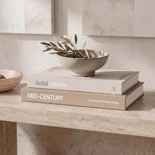 Aesthetic Decorative Books - Set of 2 elegant boxes enhance your coffee table bookshelf or mantel decor beautiful fake books for modern home decor storage of
