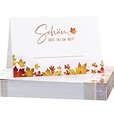 MEJOSER 50 Stück Tischkarten Herbst Herbstdeko Tisch Schön dass Du Da Bist Hochzeit Blätter Platzkarten Namenskarten Tischdeko für Halloween Erntedankfest Thanksgiving, Ahornblätter Motive