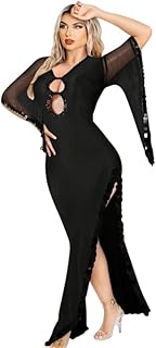 فستان جلابية انيق من جازيل، قماش قابل للتمدد مع اكمام شفافة واسعة وتفاصيل فتحات امامية، ملابس منزلية للحفلات للنساء، تصميم انيق للمناسبات والصالة