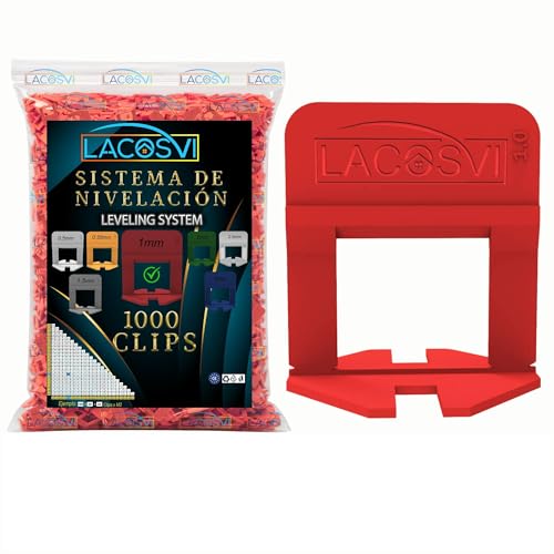 Clips Niveladores de Piso y azulejos De 1mm, de Ancho Incluye 1000 Piezas Separadoras de Junta, Sistema de nivelación sin Labios para profesionales del Alicatado y Bricolaje Color Blancas (1 mm)