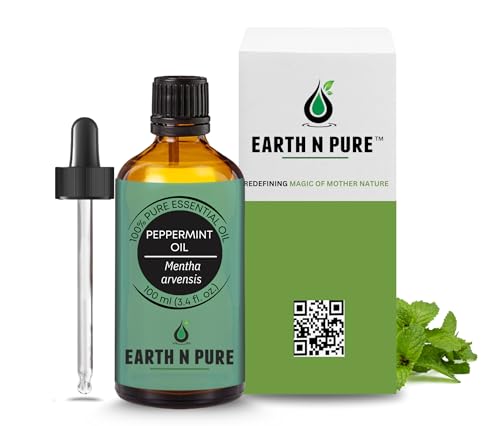 Image of Earth N Pure Peppermint Essential Oil (Pudina Oil) Undiluted, Natural and Therapeutic Grade with Glass Dropper - 100 ml