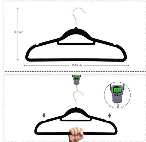 Premium Velvet Suit Hangers 50 Pack Non Slip Clothes Hanger, 360 Degree Chrome Swivel Rose Gold Hook Strong And Durable Hold Up To 10 Lbs, Ultra Thin Coat Hangers(Black) #TOP4