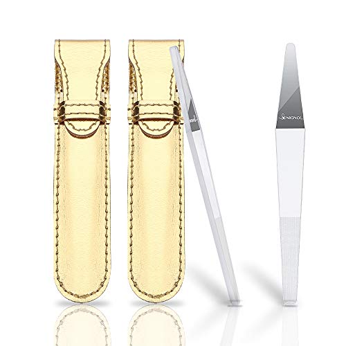 Glass Nail File - 2PC Nano Nail Buffers Glass Nail File With Case Crystal Nail File for Natural Nails, DR. MODE Professional Manicure Tools Kit for Acrylic Nail Care