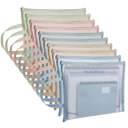 10 Pack Colored Mesh Zipper Pouch Bags, A4 Double-Layer Toy Storage Bags with Zipper Nylon Puzzle Building Blocks See Through Mesh Bag for Home School Office Game, Style 2