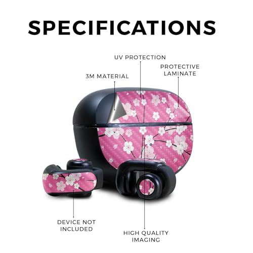 Image of Carbon Fiber Skin Compatible with Bose Ultra Open Earbuds - Sakura Pink - Premium 3M Vinyl Protective Wrap Decal Cover - Easy to Apply | Crafted in The USA by MightySkins