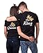 Produktbild Daisy for U King Queen Pärche Shirts Set für Paar Partner Look T-Shirt Velentienstag Geschenk Tops Paare Baumwolle mit Aufdruck Queen-1 Stücke, M, Queen(damen)-schwarz