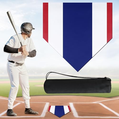 Baseball & Softball Home Plate, 17 Inch Tri-Color Non-Slip Mat for Pitching & Hitting Practice...