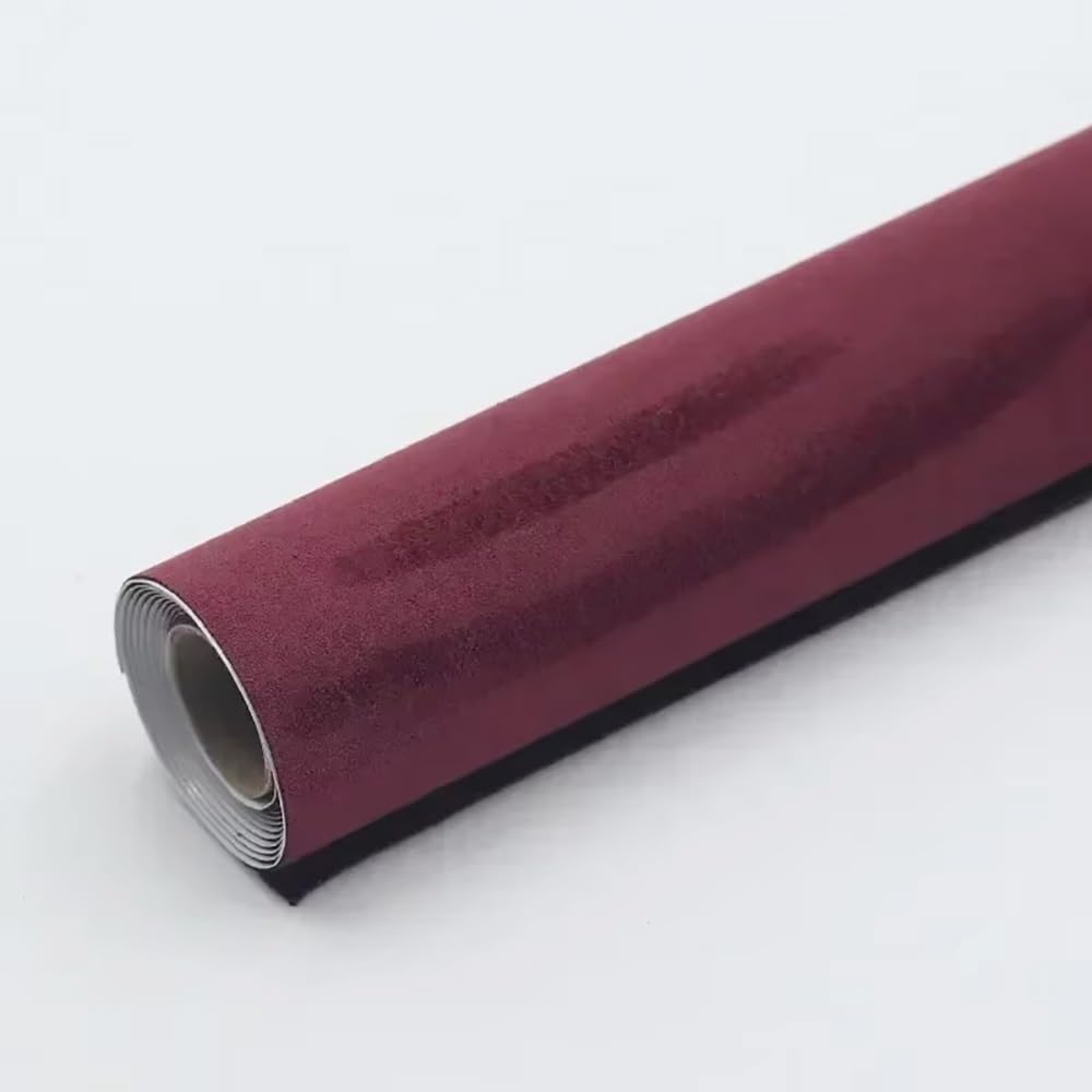0.7MM Thick Self-Adhesive Suede Fabric for Car Interior Modification Door Panel Workbench DIY Elastic Suede Leather Tape Sticker(Wine red,20x150cm)